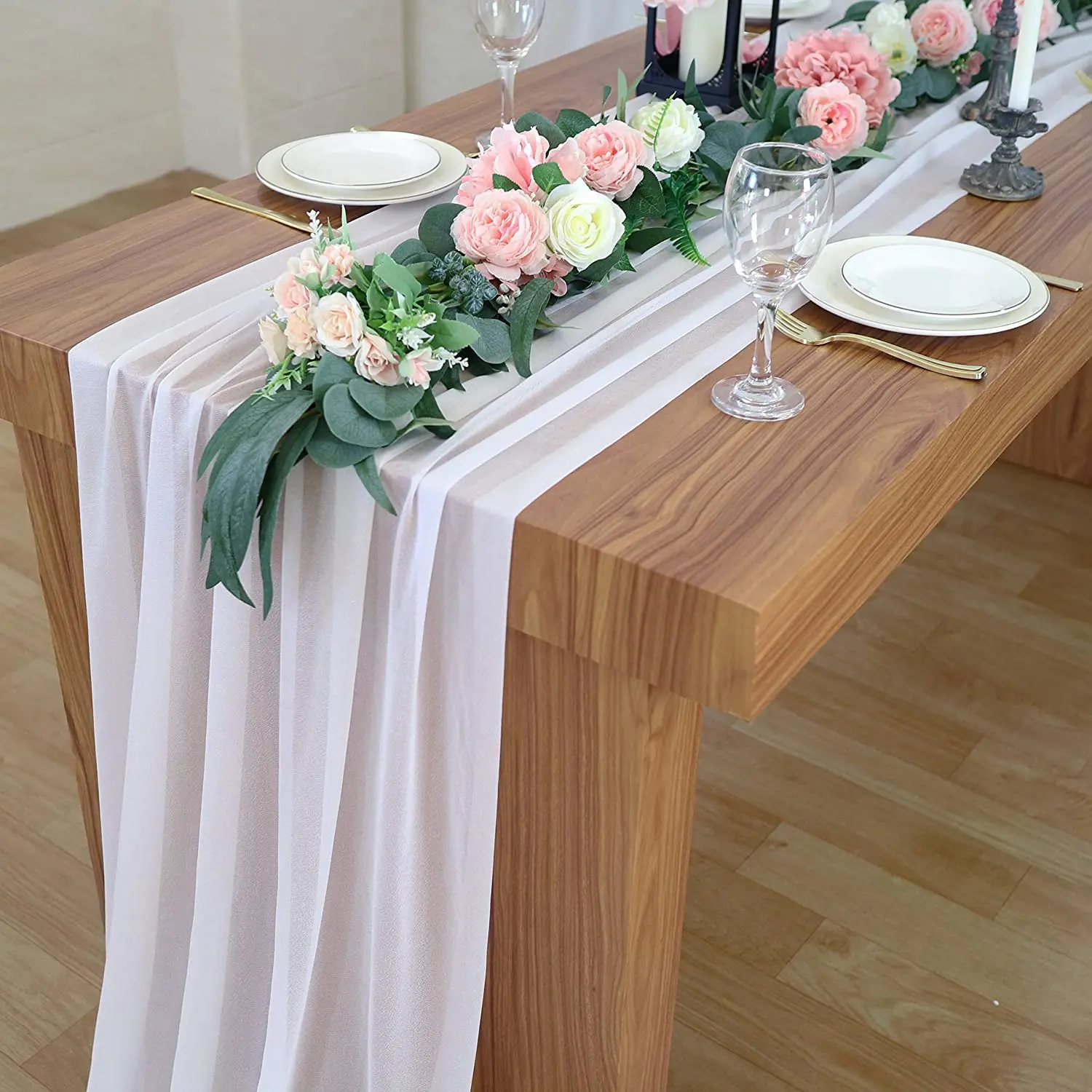 Chemin De Table - En Mousseline - Pour Mariage, Communion - Moderne