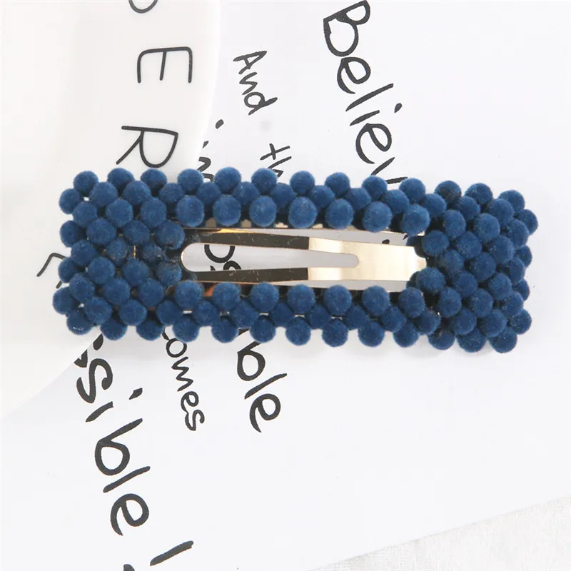 Rectangle-Navy M MISM Modish, пушистые бусины, полые заколки для волос для женщин и девушек, стильные геометрические аксессуары для волос, зимние стильные заколки для волос, головные уборы - Цвет: Rectangle-Navy