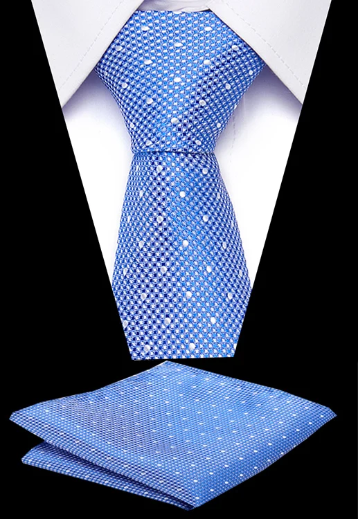 

Wedding Men's Neckties set Dot Stripe Necktie 100% Silk Jacquard Woven Handkerchief Tie Set Neck Tie Formal Dress Accessories