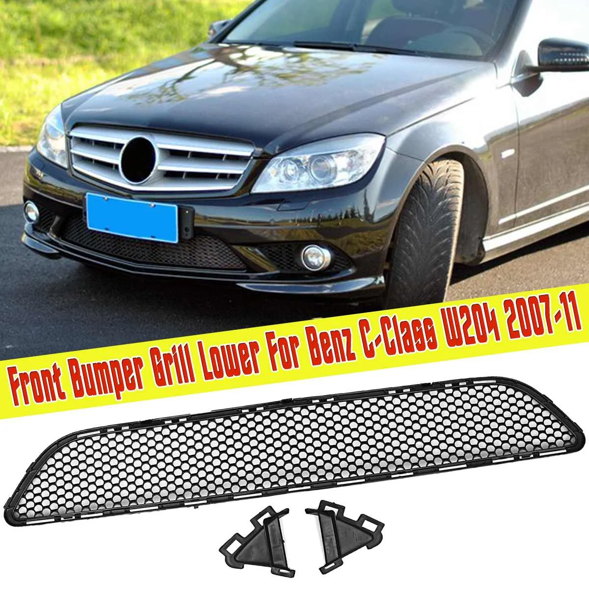 Glossy Black Front Bumper Grille Racing Grills Lower Fit For Mercedes-Benz C-Class AMG W204 2007 2008 2009 2010 2011 | Автомобили и