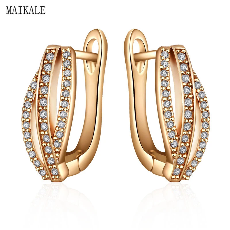 gold MAIKALE трендовые серьги-гвоздики неправильной формы для женщин, циркониевые серьги клипса геометрической формы, корейские модные ювелирные изделия - Окраска металла: gold