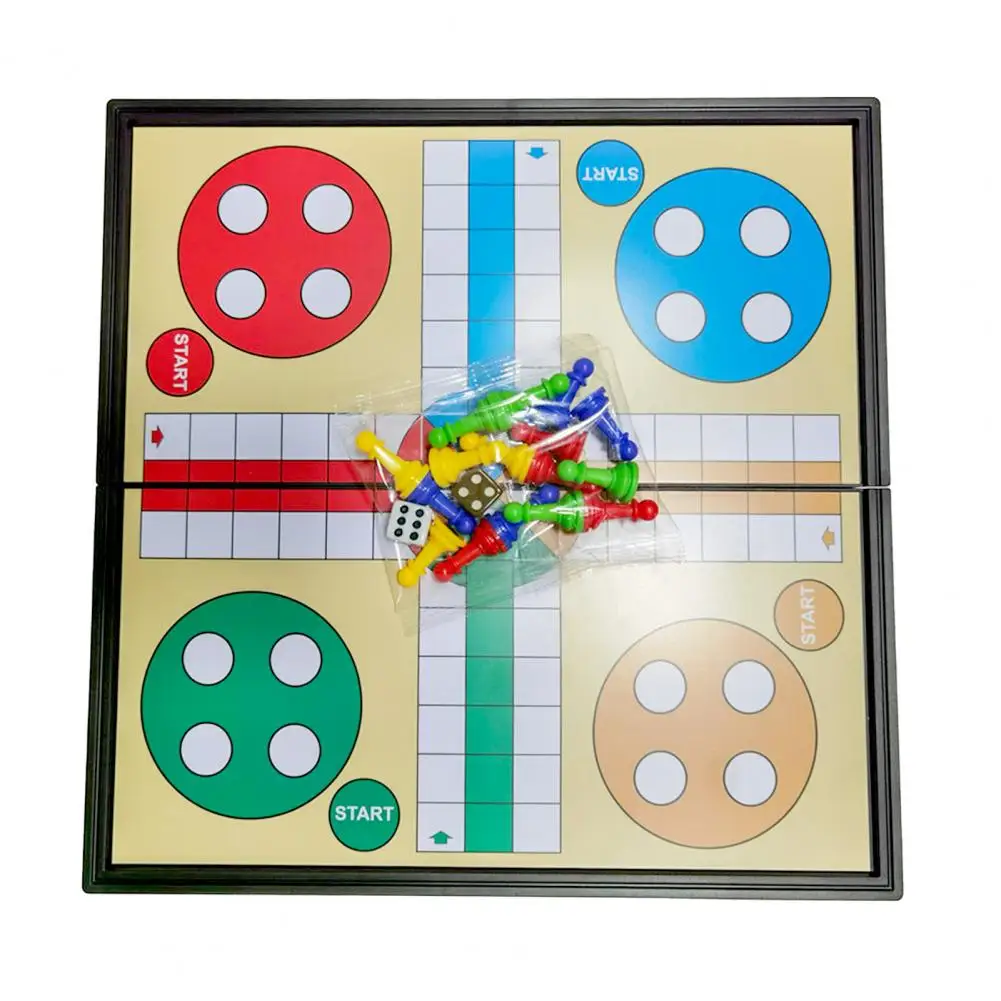25cm Ludo Board Game Magnetic 5 In 1 Plastic Folding Chessboard Ludo Chess for Kids Children Camping Travel Game Set