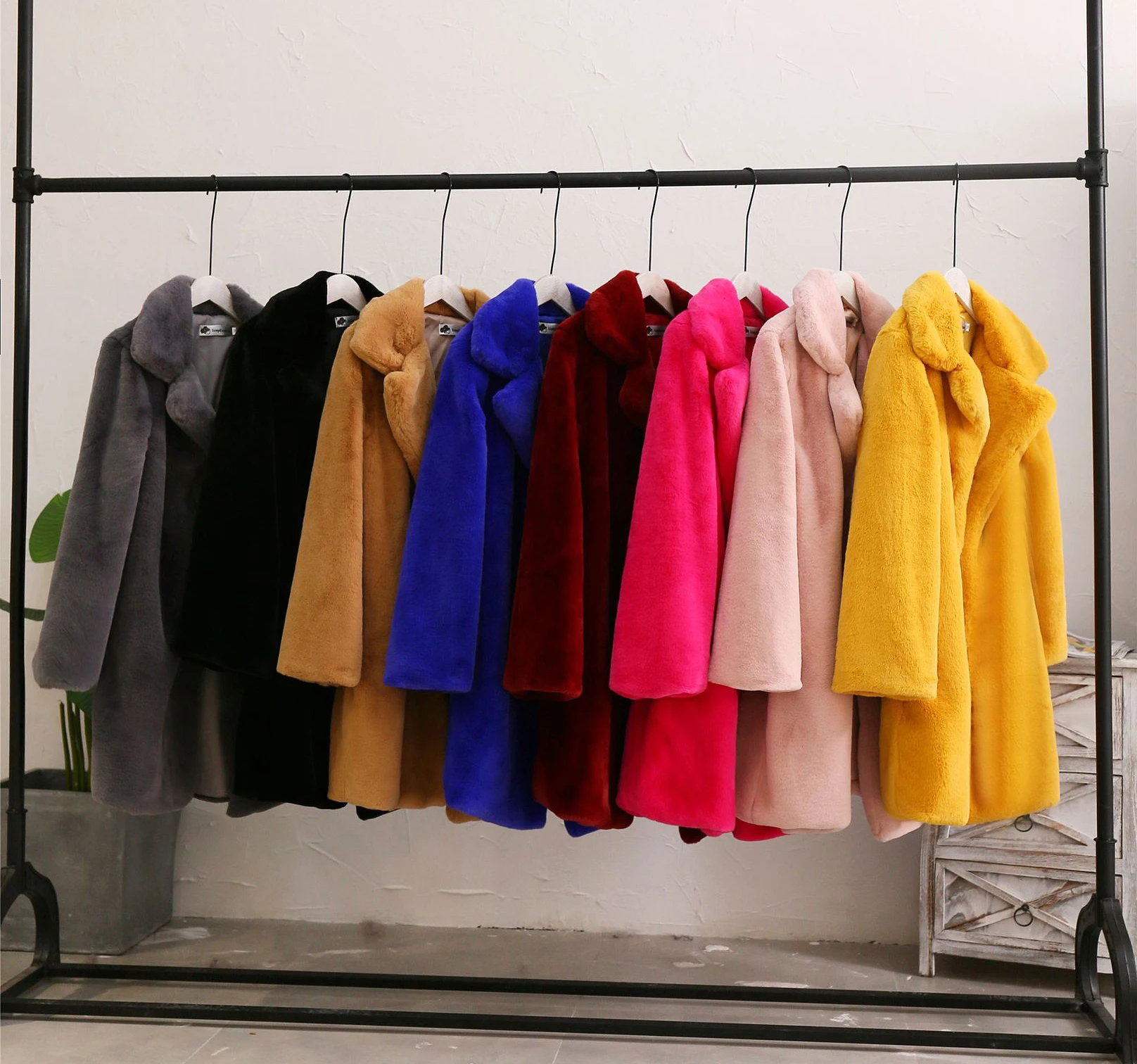 Женское пальто из искусственного меха, осенне-зимнее пальто из меха кролика Рекс, плотное теплое длинное пальто с отложным воротником, Женское пальто