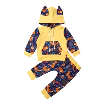 

2PCS Adorable Toddler Baby Boy Girl Winter Clothes Hooded Tops+Long Pants Outfits Baby Tracksuit Infant Boys Clothing Boy Set