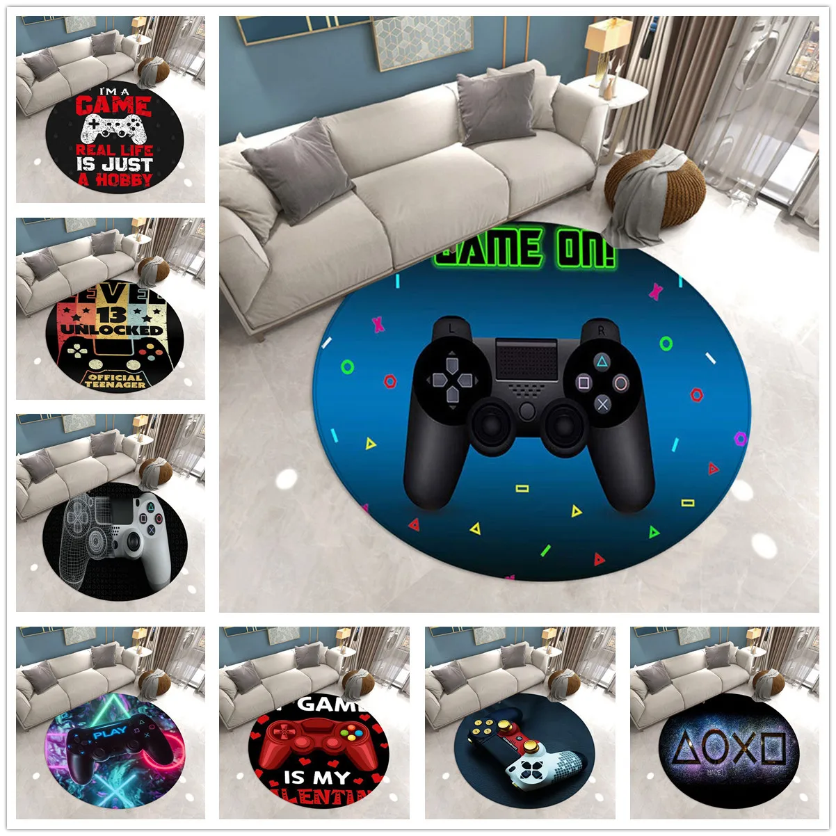 Gaming Round cartrides videogioco soggiorno Area tappeto Controller di  gioco camera da letto tappeto sedia Mat giochi in Memory Foam zerbino  d'ingresso - AliExpress