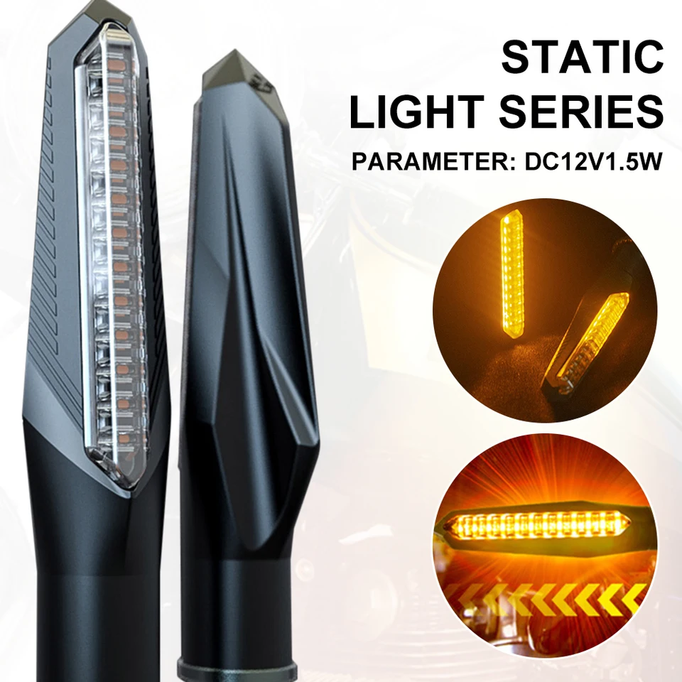 DREAMIZER Lot De 4 Clignotants En Forme De Flèche Pour Moto 15 LED 12 V Ambre Compatible Avec Moto, Scooter, Quad, Cruiser, Hors Route