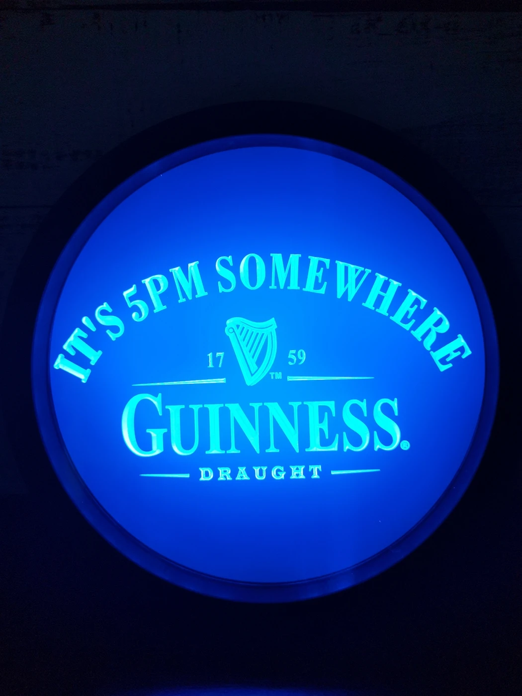 Led Light Sign Modern Rectangle Acrylic Guinness It's 5pm Somewhere Bar 