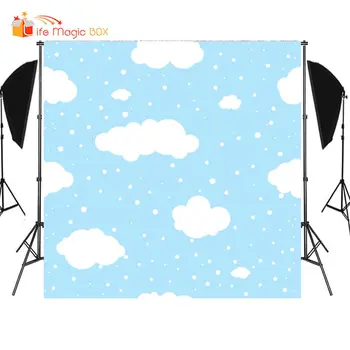 

LIFE MAGIC BOX Photo Background Baby Shower Backdrops White Clouds Blue Sky Children Room Amusement Park Party Decoration