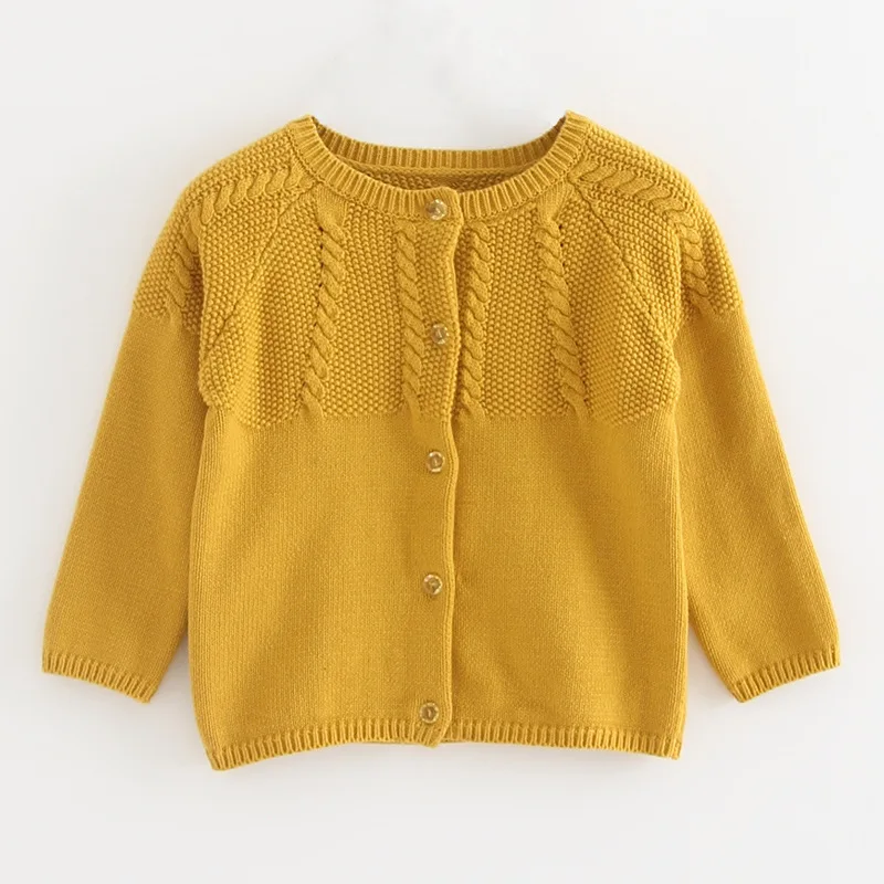 Однотонный красный свитер для малышей, кардиган, осенняя желтая куртка, пальто для малышей 6, 9, 12, 18, 24 месяцев, коллекция года, весенне-зимняя одежда для маленьких девочек, 195007