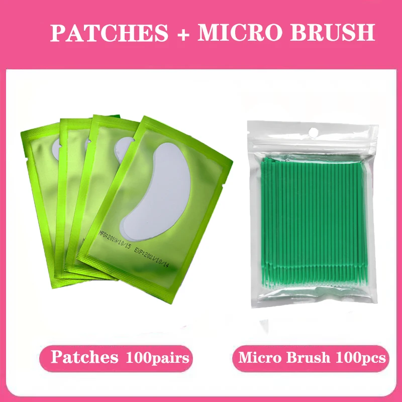 Pads and Micro brush Патчи для наращивания ресниц Набор под глазная повязка зеленый набор для наращивания ресниц патчи для ресниц микрокисти инструменты для наращивания ресниц - Цвет: Pads and Micro brush