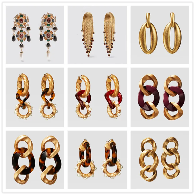 Модные металлические висячие серьги FASHIONSNOOPS ZA 2019 в стиле панк с кристаллами