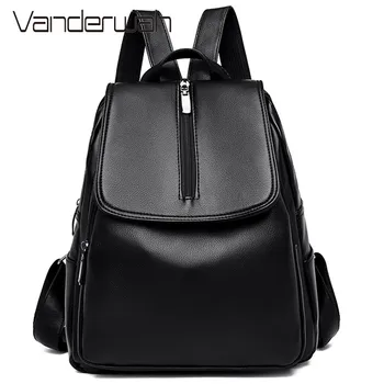 

2020 Women Leather Backpacks High Quality Female Vintage Backpack For Girls School Bag Travel Bagpack Ladies Sac A Dos Back Pack