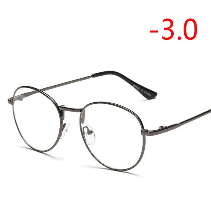 Diopter SPH-1,0-1,5-2-2,5-3-3,5-4 готовые очки для близоруких очков с металлической оправой овальные очки для близоруких рецептурных очков - Цвет оправы: Myopia 300