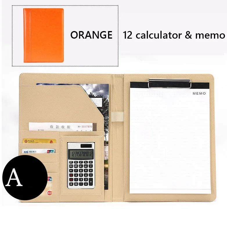 Orange-A Папка для файлов формата А4 с калькулятором, многофункциональный бумажный органайзер для файлов, блокноты для документов, портфель, сумка для документов, деловые принадлежности - Цвет: Orange-A