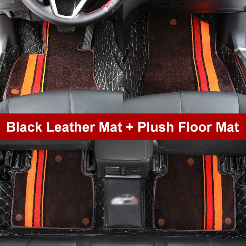 QHCP Wire Car Floor Mat Leather Foot Mats Kit Plush Carpet Rug Boot Pad Black Interior Protection Fit For Toyota Camry - Название цвета: Black