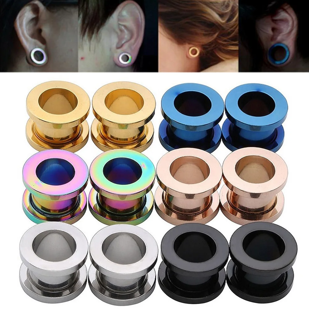 

1pc 316L Stainless Steel Ear Plugs and Tunnels Ear Piercings Earlets Screwed Earring Expander Ear Gauges Body Jewelry Piercings