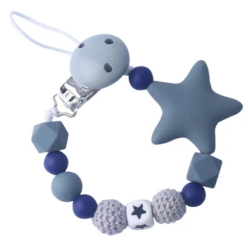 

1Pcs Handmade Pacifier Clips Holder Chain Silicone Pacifier Chains Five Star Baby Teether Teething Chain