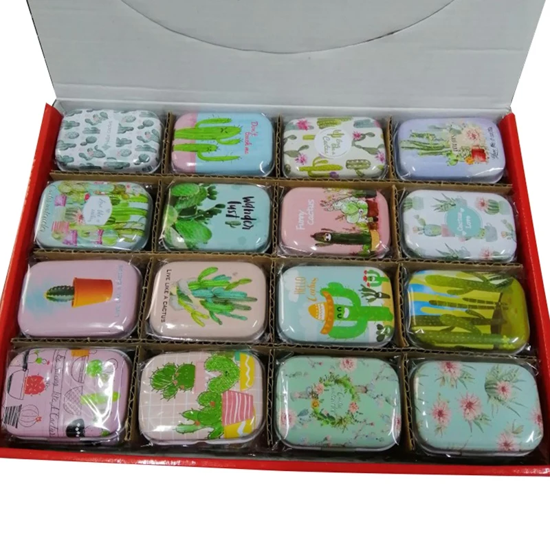 

32Pcs Mini Tin Box Creative Mini Storage Box with Cactus Pattern Mini Storage House Decoration Collectables Display