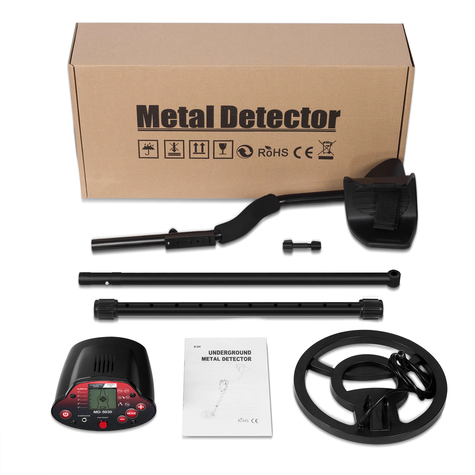 Professional Metal Detector Underground Search Gold Finder Detector Treasure Hunter Detecting Pinpointer MD5030 With LCD Displa