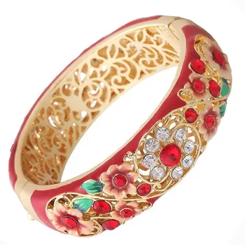 

Free shipping NEW Cloisonne Bracelet double gold plated bracelet Festival souvenir jewelry national style crystal accessories
