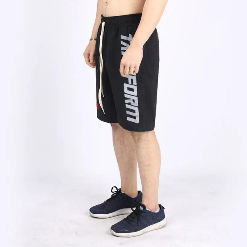 

New Style Sports Shorts Male Fifth Pants Muscle Fitness Brother Black And White with Pattern Training Breathable Summer Running