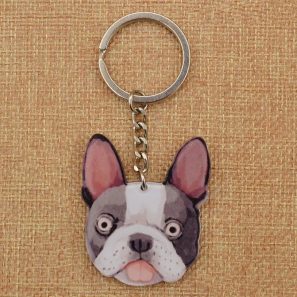 Популярный двухсторонний брелок для ключей с изображением собачьей мордочки и кости, милый щенок, Автомобильный ключ, подарок, украшение для автомобиля, аксессуары