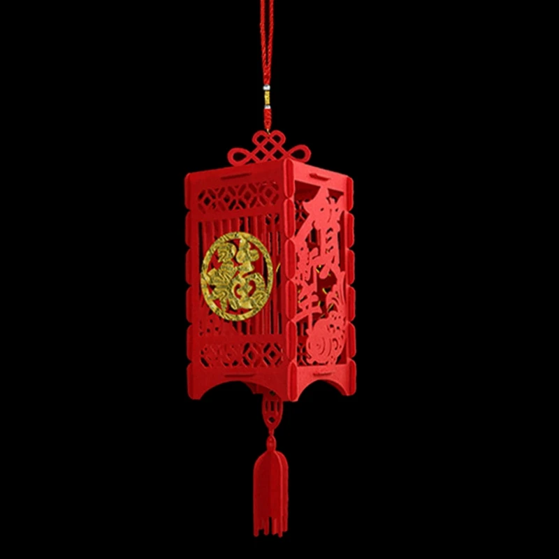 Китайский красный фонарь Весенний фестиваль год традиционный красный благословение подвесной фонарь свадебные украшения - Цвет: B