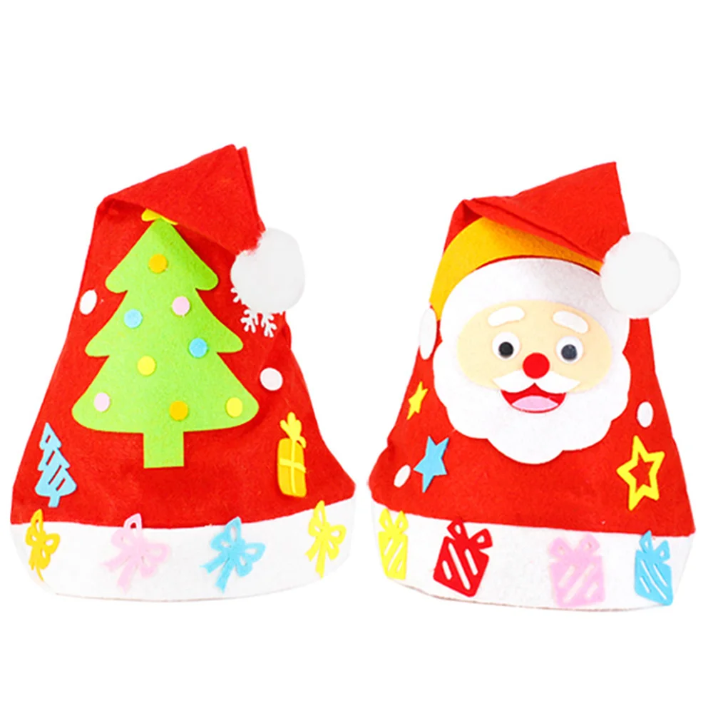 10 шт., детская Рождественская шляпа ручной работы, Нетканая шляпа Санта-Клауса, снеговика, Рождественская вечеринка, косплей, подарки для