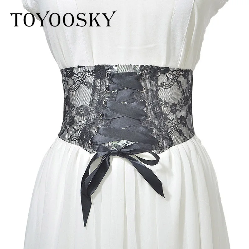 

2019 Designers Bowknot Women Belt PVC Transparent Wide Waistband Lace Printed Skinny All-Match Belts for Female cinto TOYOOSKY
