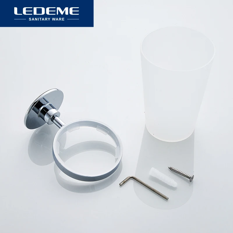 LEDEME Toothbrush Tooth Cup Holder Plastic Cup Wall Mounted Zinc Stainless Steel Bath Single Rack Bath Accessories L5706