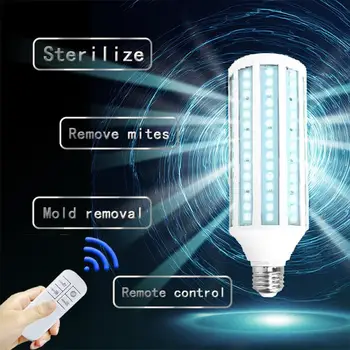 

2020 Newest 60W UV Germicidal Light LED UVC Light Bulb Room E27 Lamp Remote Control Timing Killing 99% Air Mite 110V 220V