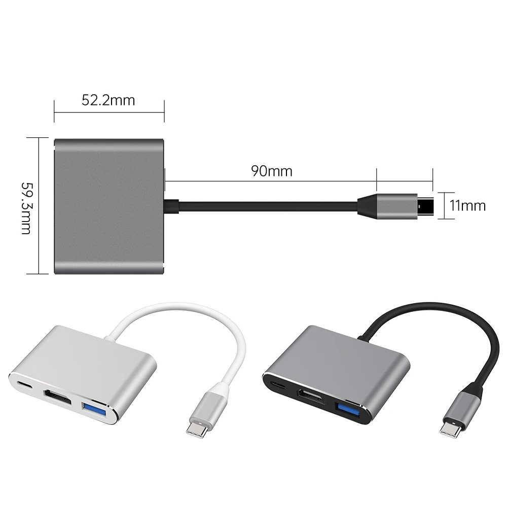 USB-C To HDMI 3 in 1 Cable Converter Samsung Huawei iPad Mac NS USB 3.1 Type C To HDMI 4K USB 3.0 3.2 Adapter Cable