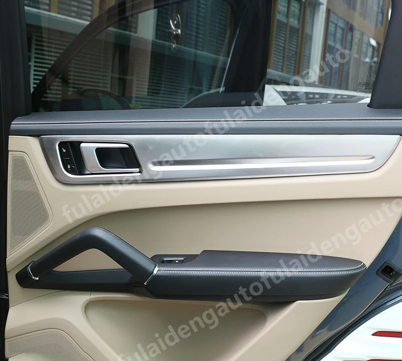 4pcs For Porsche Cayenne Matte ABS Carbon Fiber Interior Door Armrest Decor Cover Trim Car Accessories
