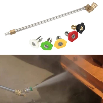 

16 Inch Pressure Washer Spray Wand With Adjustable Angle Nozzle+5 Nozzle Tips 40cm 5000 PSI Extension Rods