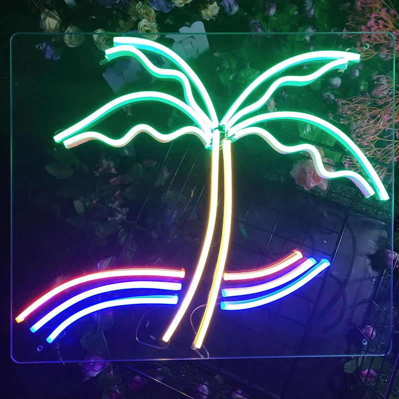 Neon Sign Light Custom Coconut trees Visual Art Club Bar Room Business Store Wall Hanging Flexible Lighting For | Освещение