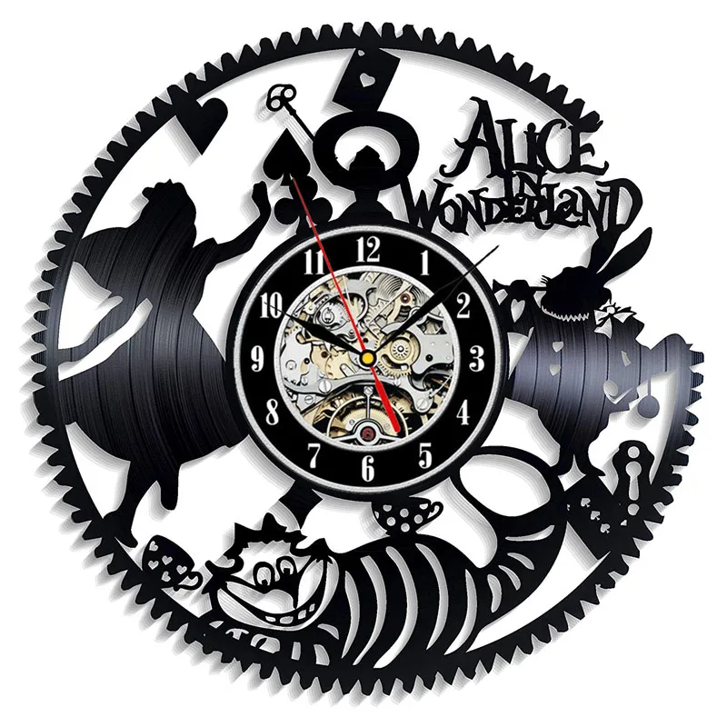 Виниловая пластинка настенные часы современный дизайн мультфильм 3D наклейки декоративная детская комната Алиса в стране чудес часы настенные часы домашний декор - Цвет: 13