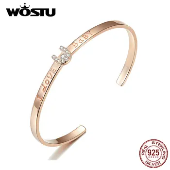 

WOSTU New Arrival Noble 100% 925 Sterling Silver Rose Gold Affectionate Bracelet 2019 New Design Bangle For Women CQB169