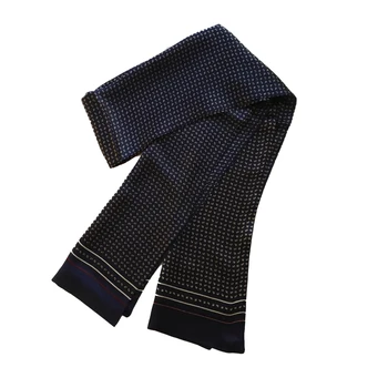 

Elegant Men's 100% Silk Scarf Vintage Double Layer Cravat Neckerchief Blue Brown