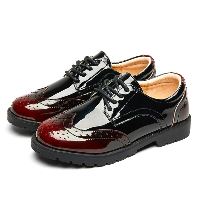 

Boy British wind leather shoes 2019 four seasons new bright children show shoes Korean leather soft bottom student uniform shoes