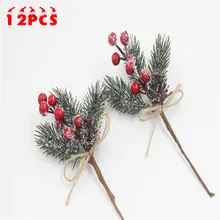 

12pcs Artificial Berry Branch Simulation Pine Christmas Ornament For Xmas Party Wedding Garden Office Home Decor