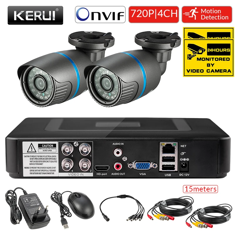 4CH CCTV камера wifi 720p 2 шт. 1MP DVR Всепогодная наружная система безопасности дневное