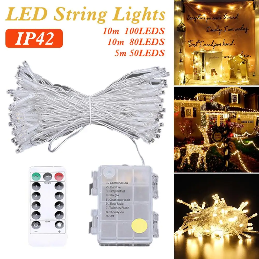 

Fairy Lights Battery Operated 100LED String Lights Remote Control Timer Twinkle String Lights 8 Modes 16.4 Feet Firefly Lights