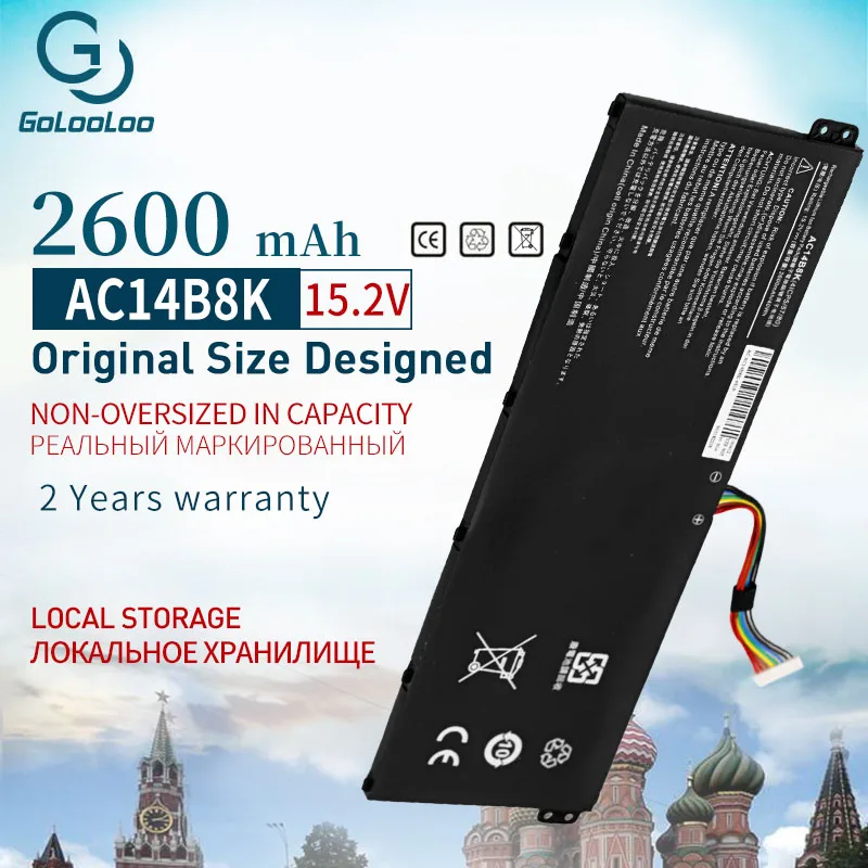Golooloo AC14B8K Аккумулятор для ноутбука Acer Aspire E3 111 721 E5 771 R3 131T R7 371T TravelMate V3 B115