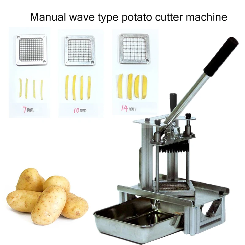 Newhai Wavy French Fry Cutter Manual Waves Crinkle Potato Slicer Stainless  Steel Multi-Function Potato Cutter Adjustable Potato Chip Slicing Machine