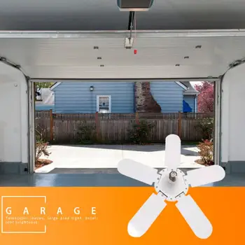 

5-blade LED Garage Light Five-Leaf Folding Deformable Fan Blade Garage Pendant Lamp Bulb 360-Degree Adjustable Ceiling Light