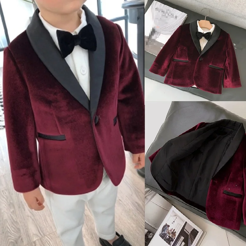 Velet-Flower-Boys-Coats-Kids-Suits-Groom-Wedding-Tuxedos-New-Only-One-Boy-Prom-Jacket
