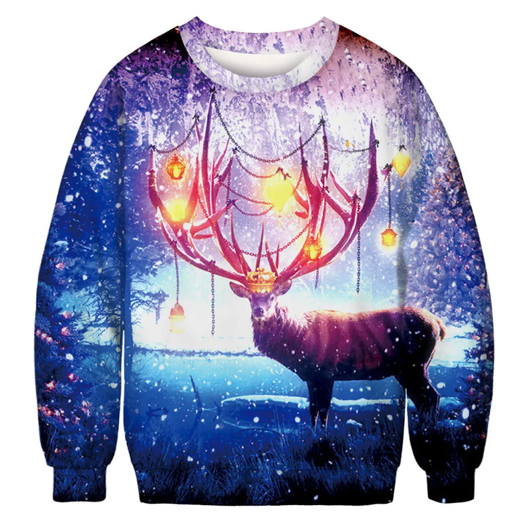 Пара, рождественские повседневные женские пуловеры, свитшоты, топы с длинными рукавами, блузка, зимний хлопковый Повседневный пуловер, 3D Рисунок снеговика
