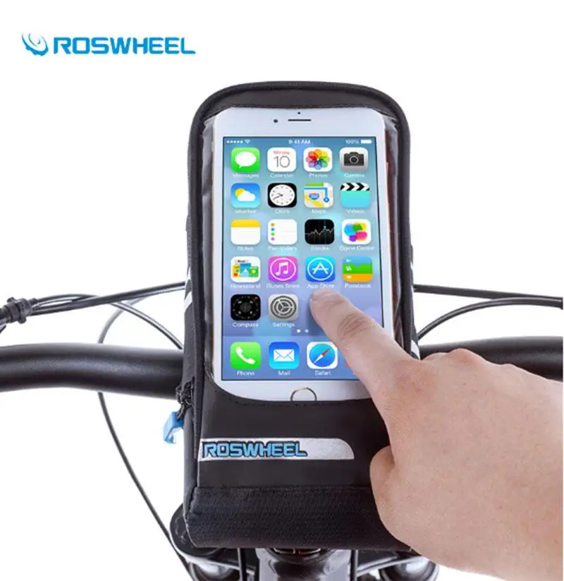 Roswheel велосипедная сумка 5," с сенсорным экраном, сумка для телефона для езды на велосипеде, водостойкий для горного велосипеда, дорожный велосипед, сумка для хранения, руль, передняя велосипедная сумка
