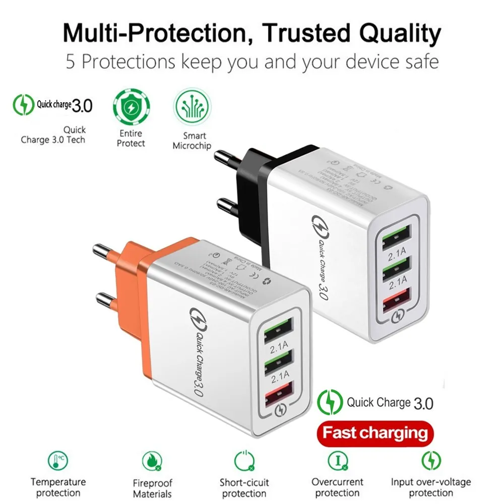 Быстрое зарядное устройство USB зарядное устройство для телефона Быстрая зарядка QC3.0 5 В/3A EU/US/Plug настенное зарядное устройство для samsung Xiaomi huawei iphone зарядное устройство
