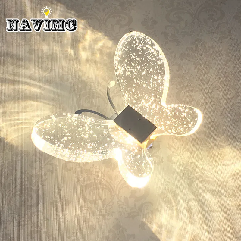 Bubble Crystal светодиодный настенный светильник в виде бабочки минималистичные Современные Настенные светильники для спальни прикроватный светильник